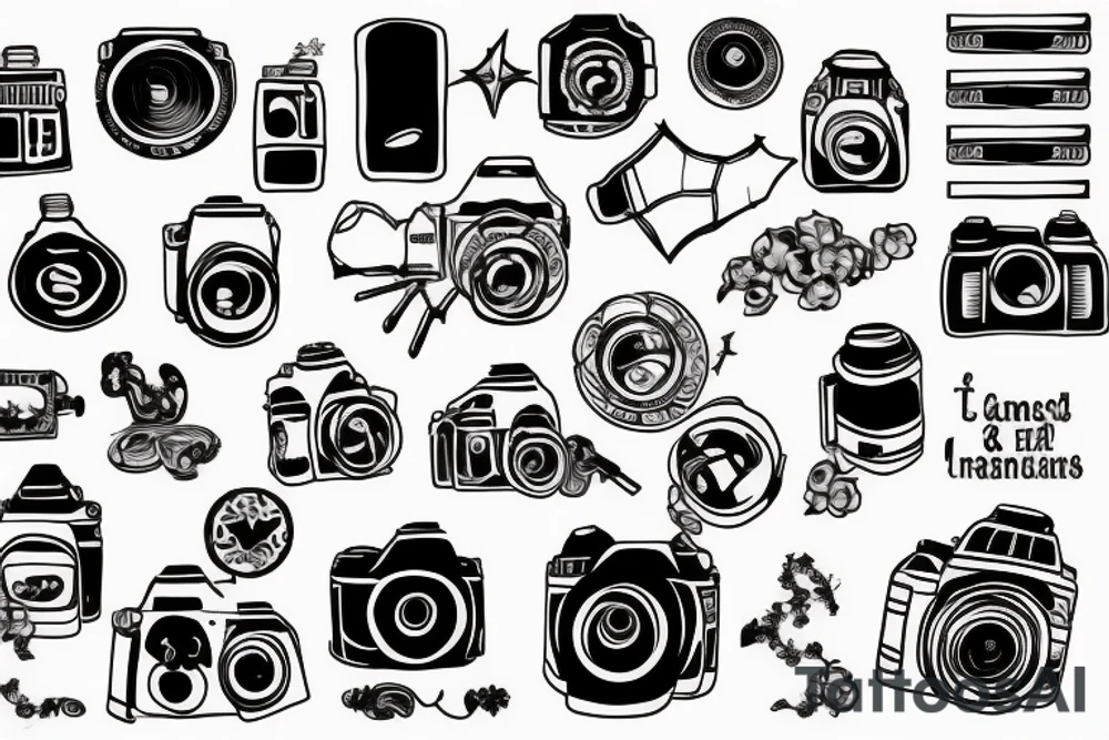 Photo camera and a treasure map tattoo idea