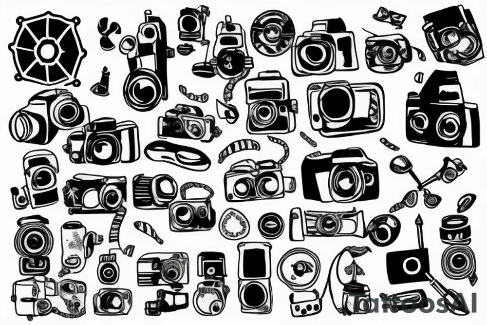 Photo camera and a treasure map tattoo idea