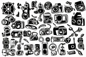 Photo camera and a treasure map tattoo idea
