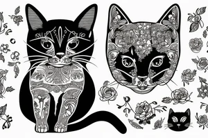 A black and white cat taking a photo tattoo idea