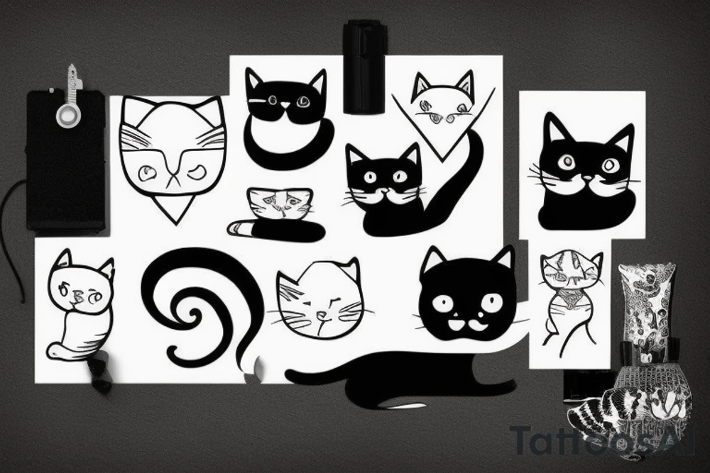 A black and white cat taking a photo tattoo idea