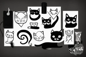 A black and white cat taking a photo tattoo idea