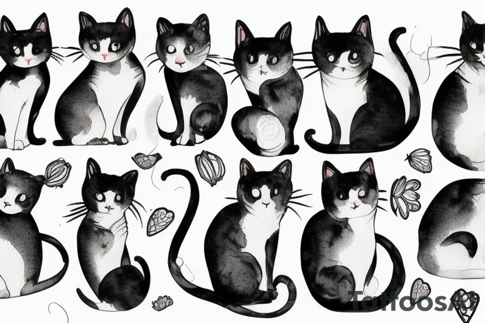 A black and white cat tattoo idea