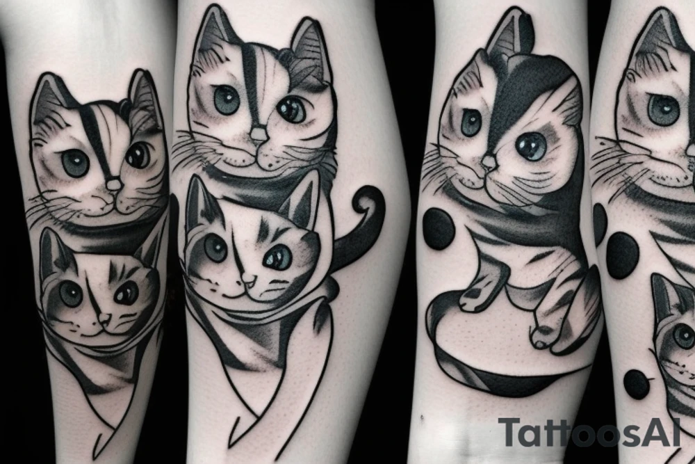 A black and white cat tattoo idea