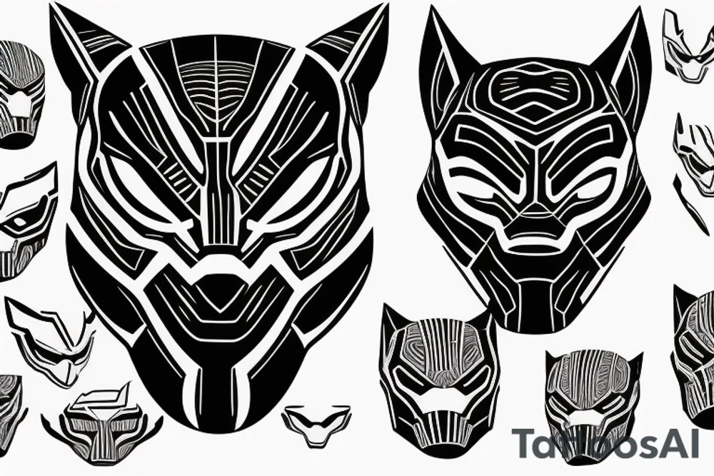 Black panther head with cyborg eye tattoo idea