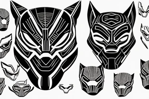 Black panther head with cyborg eye tattoo idea