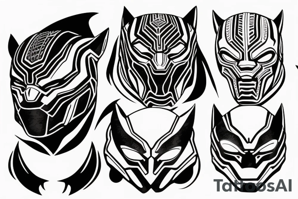 Black panther head with cyborg eye tattoo idea