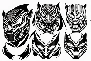 Black panther head with cyborg eye tattoo idea