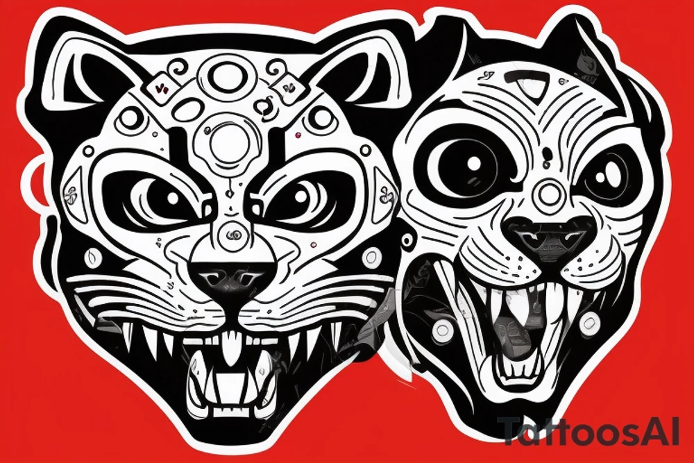 panther head with cyborg eye tattoo idea