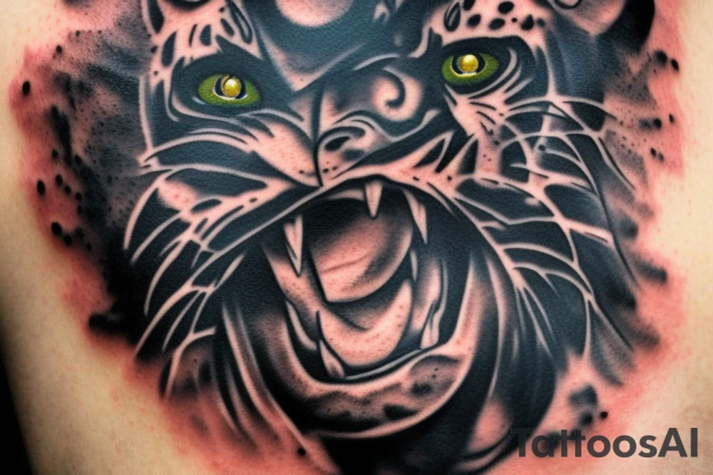 panther head with cyborg eye tattoo idea