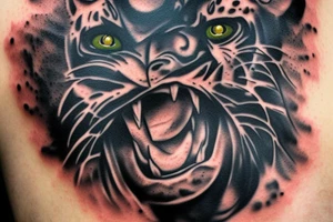 panther head with cyborg eye tattoo idea