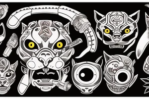 panther head with one cyborg eye tattoo idea