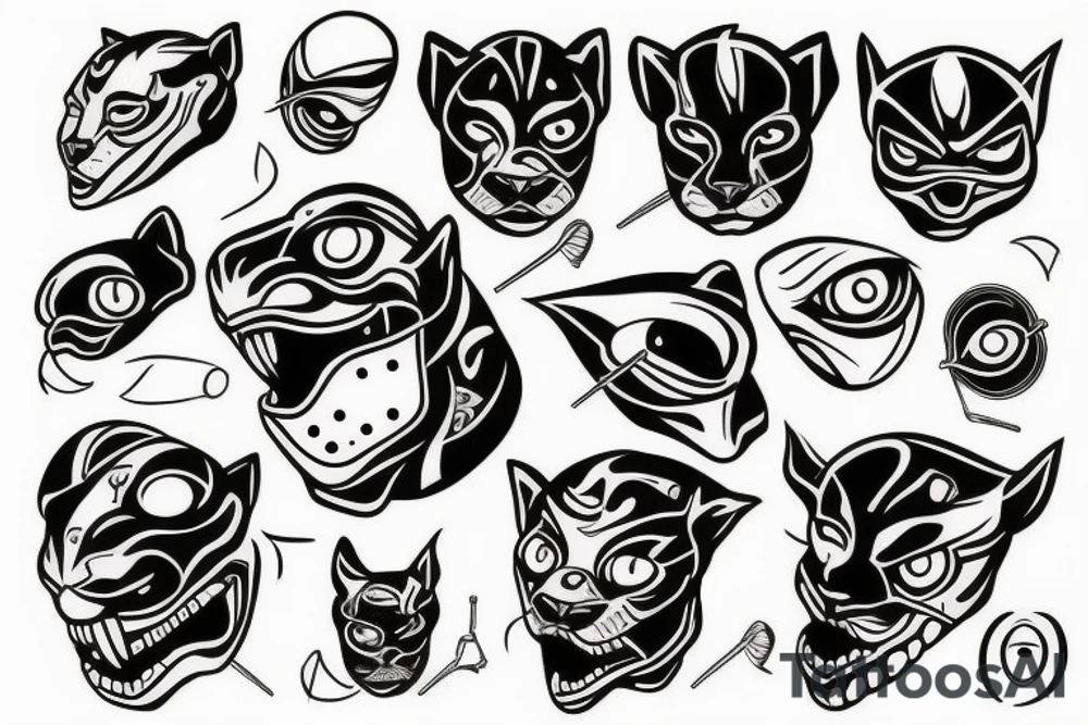 panther head with one cyborg eye tattoo idea