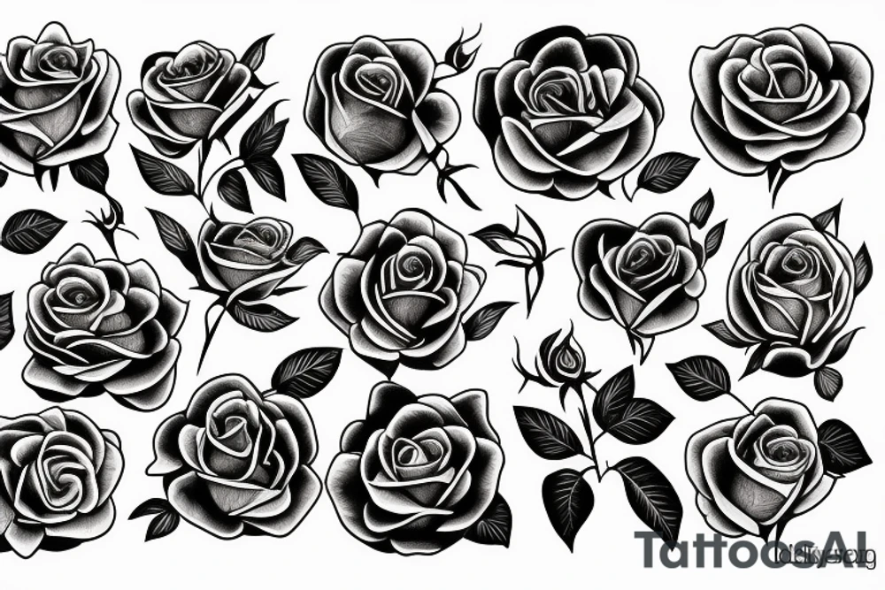 Many roses next to each other tattoo idea