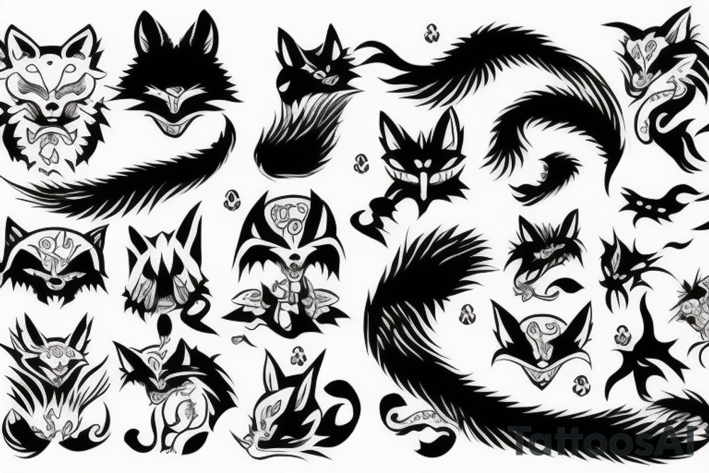 japanese demon with a fox tattoo idea