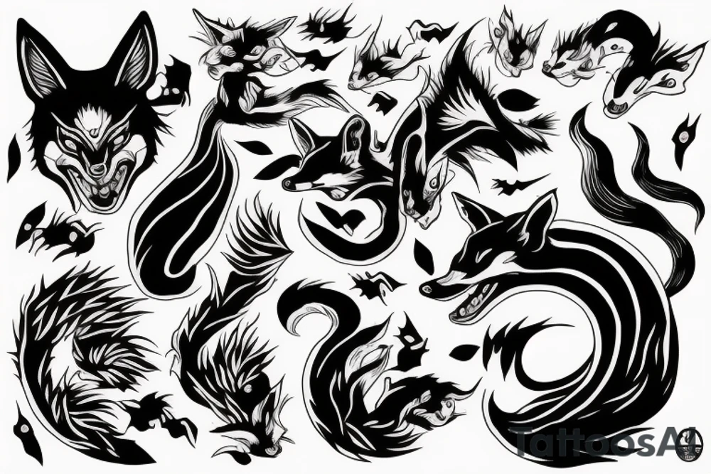 japanese demon with a fox tattoo idea