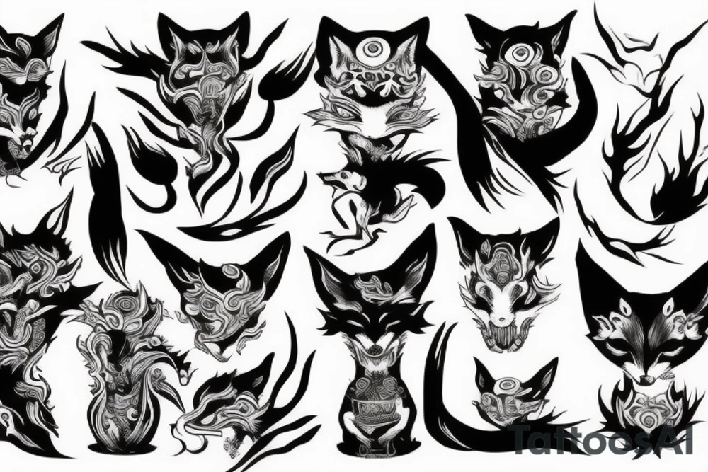 japanese demon with a fox tattoo idea