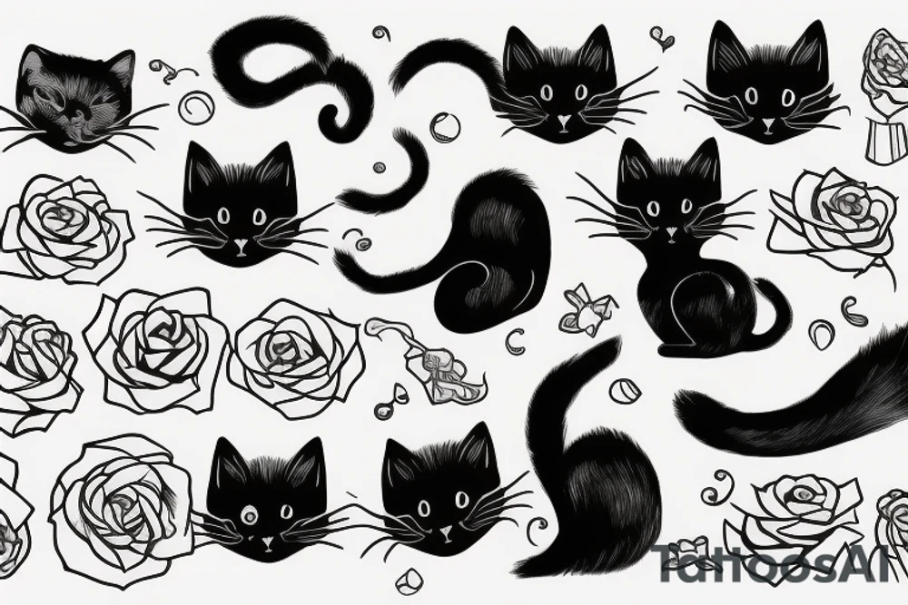 Black cat missing a tail, tattoo idea