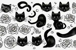 Black cat missing a tail, tattoo idea
