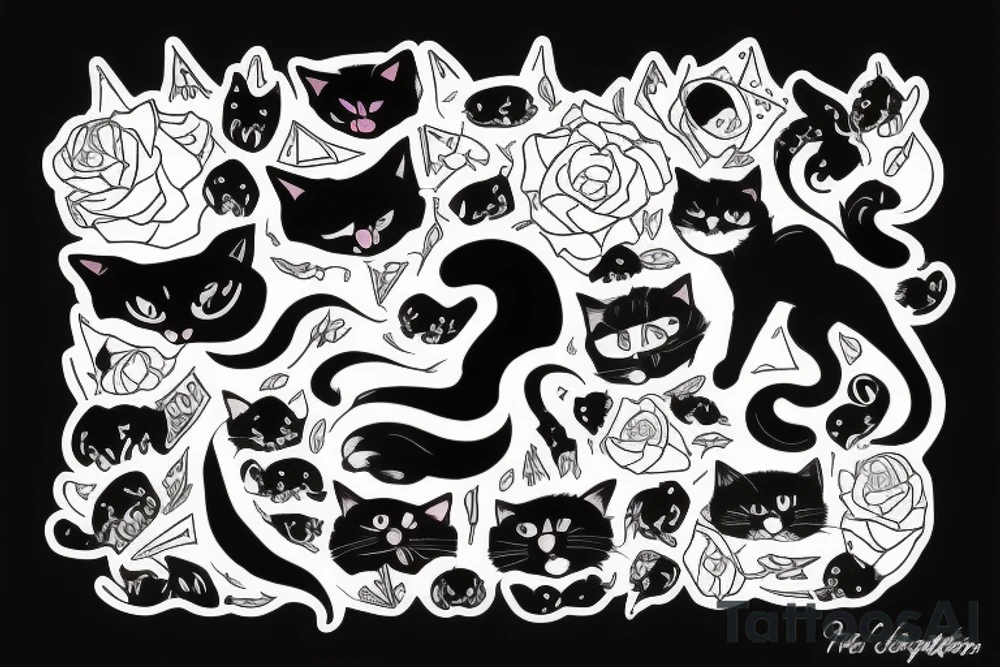 Black cat missing a tail, tattoo idea