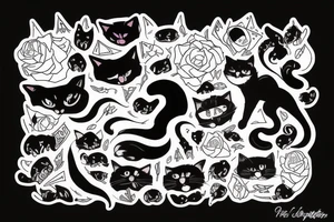 Black cat missing a tail, tattoo idea