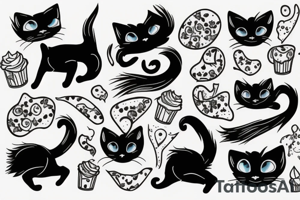 Black cat has no tail, tattoo idea