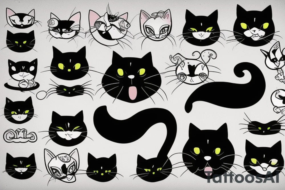 Black cat has no tail, tattoo idea