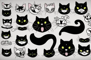 Black cat has no tail, tattoo idea