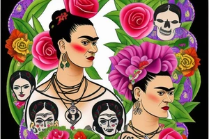 Frida Kahlo in a Mexican dress tattoo idea