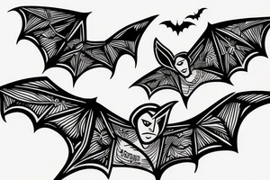 Bat flying over city tattoo idea