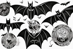 Bat flying over city tattoo idea