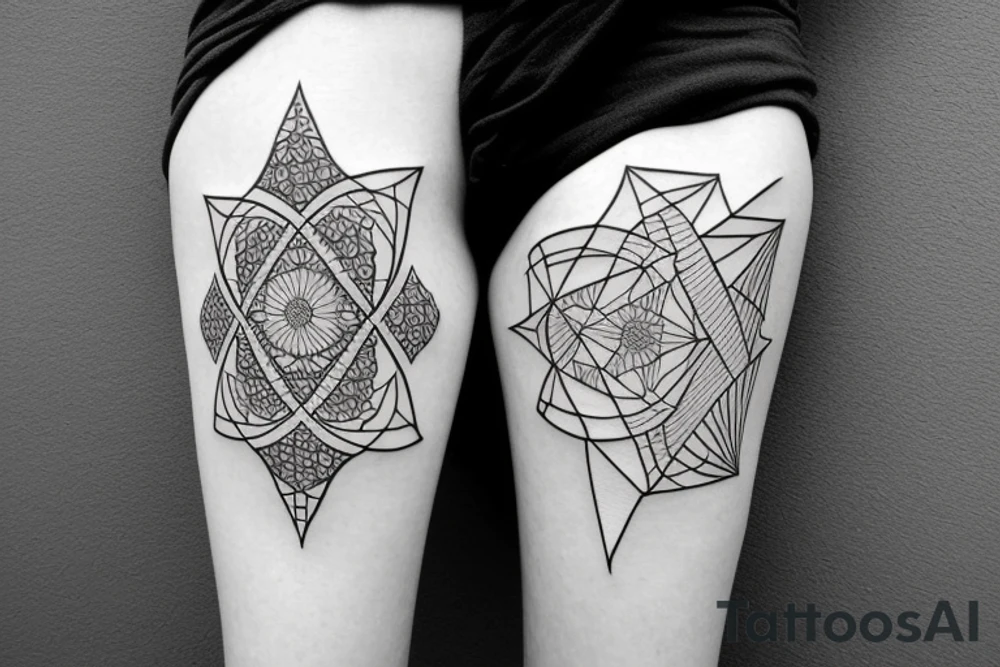 Swallows and fine line design, and sacred geometry shapes with a Japanese motif tattoo idea