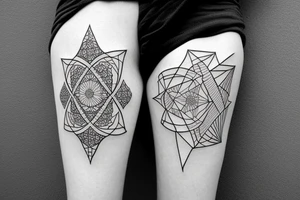 Swallows and fine line design, and sacred geometry shapes with a Japanese motif tattoo idea