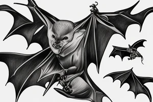 Bat flying over city tattoo idea