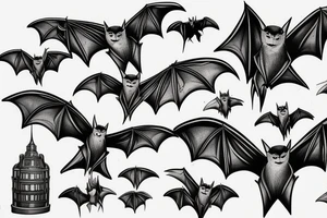 Bat flying over city tattoo idea
