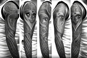 half sleeve with egyptian style, god, anubis tattoo idea