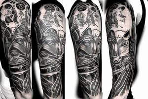 half sleeve god, anubis tattoo idea