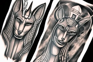 half sleeve god, anubis tattoo idea