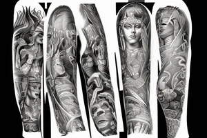 half sleeve god, anubis tattoo idea