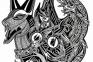 half sleeve god, anubis tattoo idea