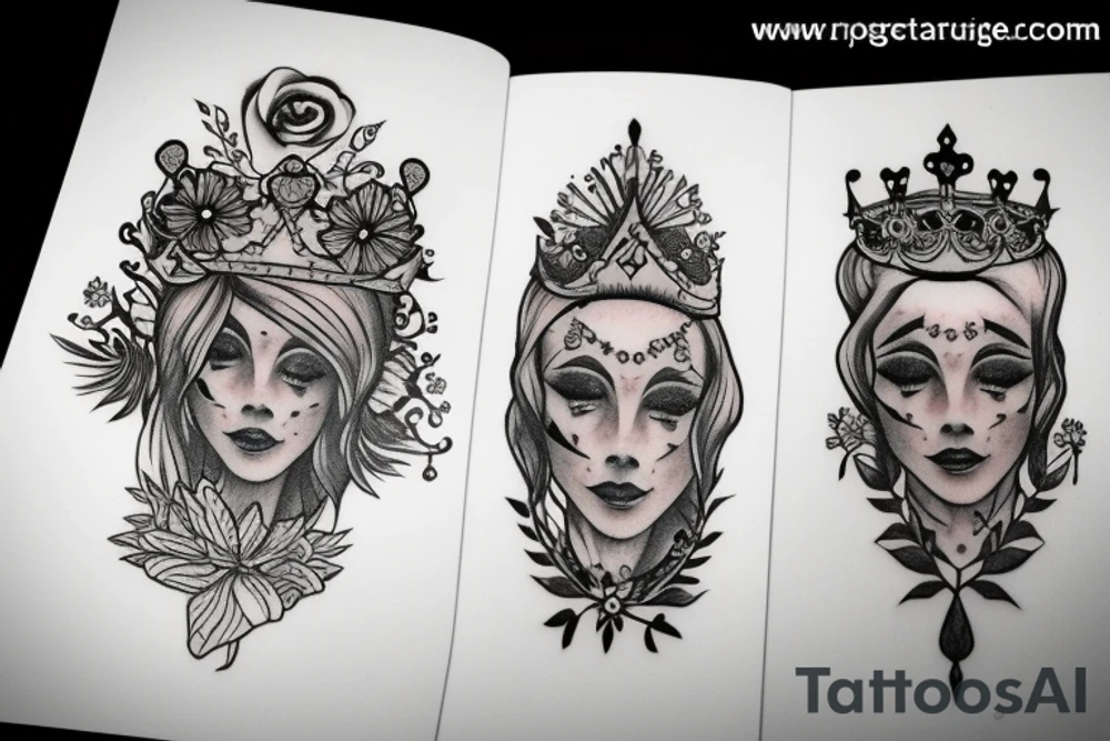 A crown and a marigold tattoo idea