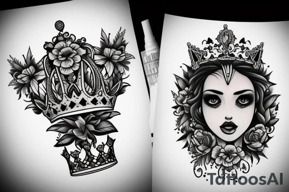 Crown with marigold tattoo idea