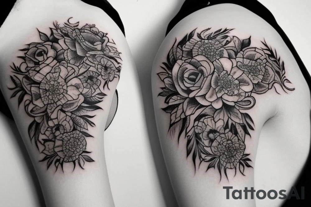Crown with marigold tattoo idea