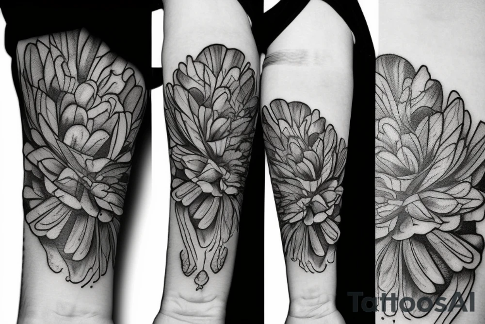 Crown marigolds landscape tattoo idea