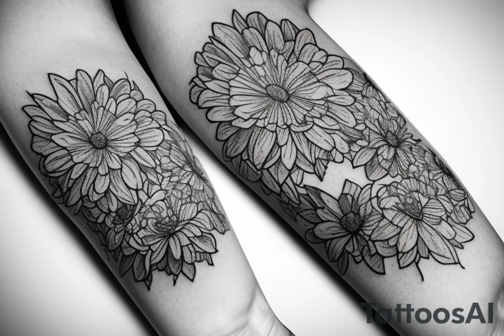 Crown marigolds landscape tattoo idea