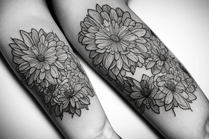 Crown marigolds landscape tattoo idea