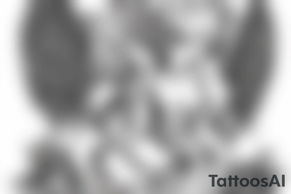 Angel with NPM initials tattoo idea