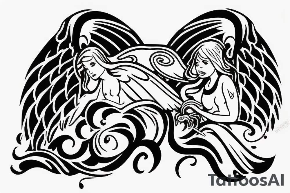 Angel tattoo wifh NPM tattoo idea