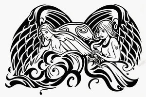 Angel tattoo wifh NPM tattoo idea