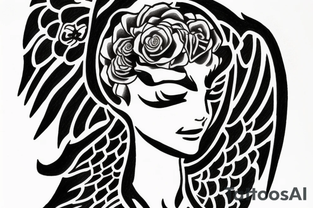 Angel tattoo wifh NPM tattoo idea